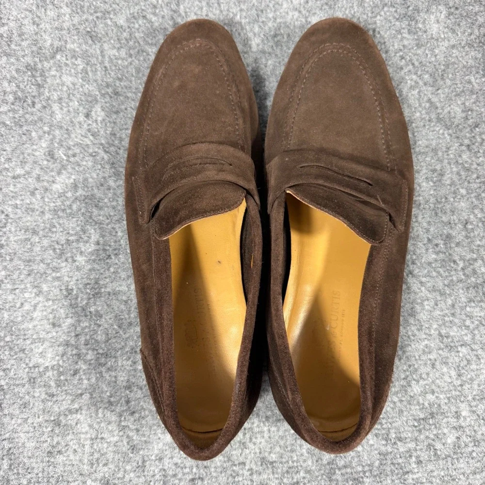 Hawes & Curtis Penny Loafer Mens Size 9 Brown Suede Leather Sole GUC
